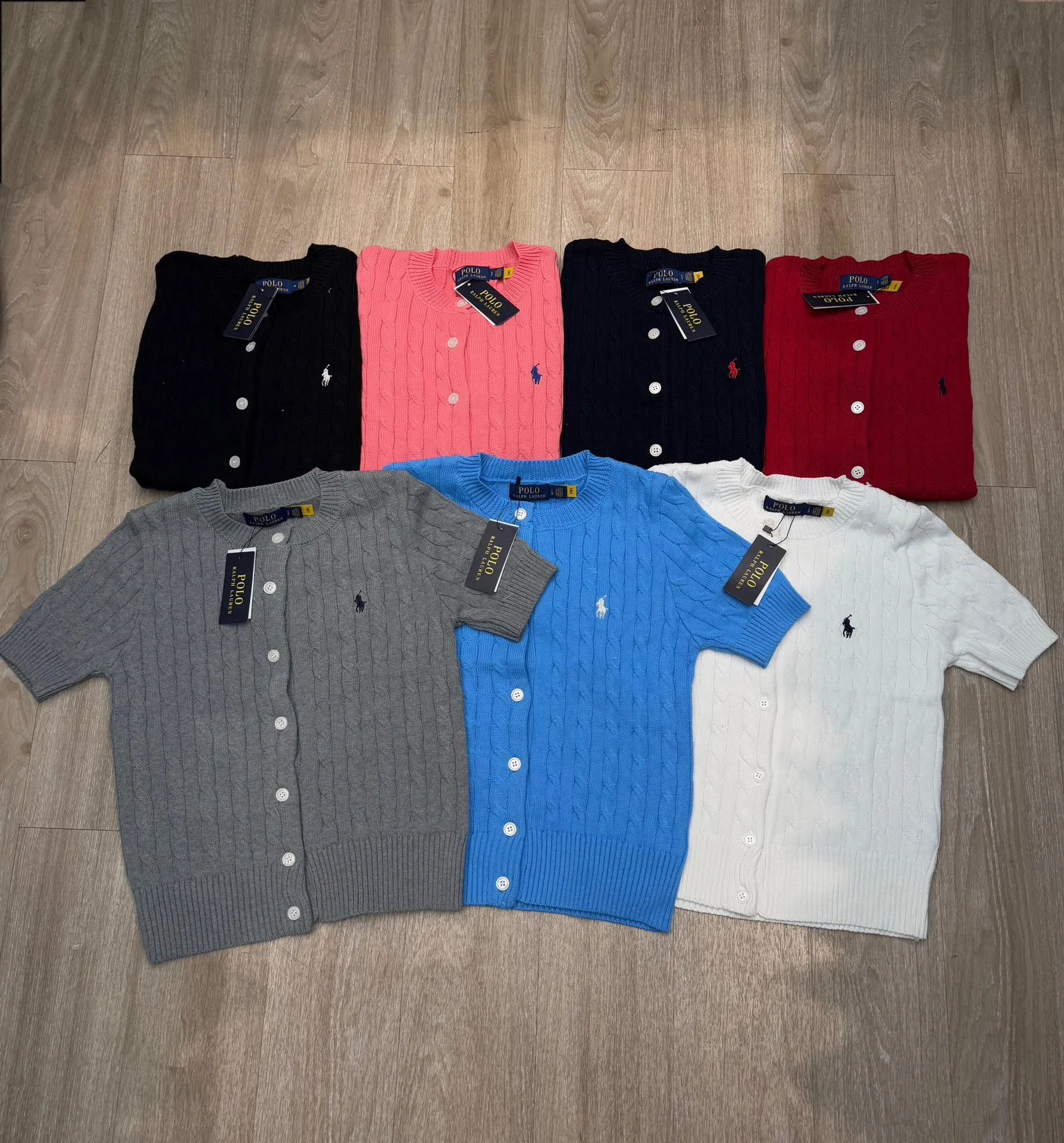 🅿️138 L19#Ralph Lauren•New cardigan embroidered short-sleeved sweater ✅✅✅Ready stock Focus on quality Feel free to compare Size: S M L